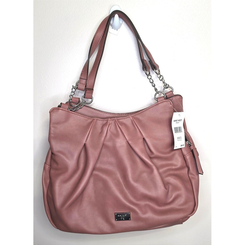 NWT Nine West Coquette Adellia Pleated Hobo Bag Medium Dusty Rose Shoulder Bag